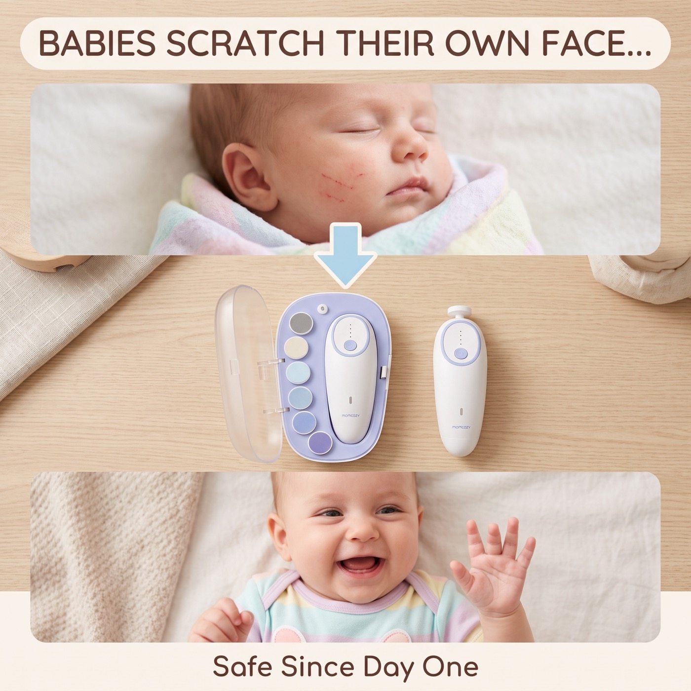 Babies scratch their own face — safe since day one